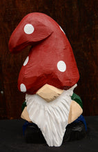 Load image into Gallery viewer, Chainsaw-Carved, Hand-Painted 12.5" Garden Gnome | California Cedar Wood Sculpture