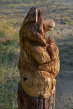 Load image into Gallery viewer, Chainsaw Carved 28" Sign Bear Wood Sculpture | Raw California Cedar | One-Of-A-Kind Original Artwork | Artist & Carver Jess Alice