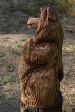 Load image into Gallery viewer, Chainsaw Carved 28" Sign Bear Wood Sculpture | Raw California Cedar | One-Of-A-Kind Original Artwork | Artist & Carver Jess Alice