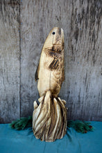 Load image into Gallery viewer, 2ft Jumping Fish Out of Water - Chainsaw Carved Wood Sculpture