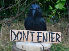 Load image into Gallery viewer, Raven on Base Sculpture | 18"x10" Chainsaw Carving | California Cedar Wood | Painted & Sealed | Artist & Carver Jess Alice