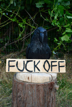 Load image into Gallery viewer, Raven on Base Sculpture | 18"x10" Chainsaw Carving | California Cedar Wood | Painted & Sealed | Artist & Carver Jess Alice