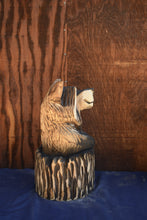 Load image into Gallery viewer, Chainsaw Carved 20" Raccoon Wood Sculpture | One-Of-A-Kind Original Artwork by Chainsaw Carver and Artist Jess Alice