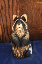 Load image into Gallery viewer, Chainsaw Carved 20" Raccoon Wood Sculpture | One-Of-A-Kind Original Artwork by Chainsaw Carver and Artist Jess Alice