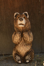 Load image into Gallery viewer, Chainsaw Carved 22" Bear Sculpture with "Don't Enter" Sign | Original Handcrafted Artwork by Artist Jess Alice"