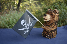 Load image into Gallery viewer, 11" Mini Marshmallow Bear: Handcrafted Chainsaw-Carved Cedar Sculpture with Interchangeable Flag Option | Chainsaw Artist Jess Alice