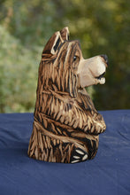 Load image into Gallery viewer, Cute chainsaw carved bear holding American Flag, Unique Wood Sculptures, Rustic Garden Art, Nature-Inspired Decor, Custom Chainsaw Carvings, Local Artisan Creations, Outdoor Sculpture Gallery, Whimsical Wood Art, Natural Wood Beauty, Garden Focal Points, Artistry in Wood, Chainsaw Carving Classes, Collector's Delight, Outdoor Oasis Enhancement, Sculptural Home Decor, Eco-Friendly Art, Artistic Expression in Wood, Natural Wood Furniture, Live Wood Sculpting Demonstrations.