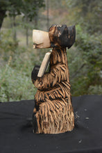 Load image into Gallery viewer, Chainsaw Carved 16" Sitting Moose with "Spooky" Sign Wood Sculpture | Raw California Cedar| Original One-Of-A-Kind Artwork | Artist & Carver Jess Alice