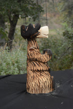 Load image into Gallery viewer, Chainsaw Carved 16" Sitting Moose with "Spooky" Sign Wood Sculpture | Raw California Cedar| Original One-Of-A-Kind Artwork | Artist & Carver Jess Alice
