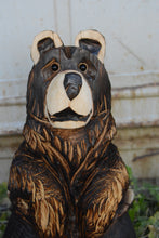 Load image into Gallery viewer, 16-Inch Chainsaw Carved Bear in Cauldron – Whimsical Halloween Wood Sculpture