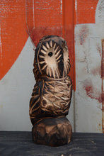 Load image into Gallery viewer, 11 Inch Barn Owl on Base Chainsaw-Carving | Rustic Wood Home Decor