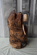 Load image into Gallery viewer, 23-Inch Chainsaw Carved Bear with Interchangeable Welcome Sign – Rustic Cedar Wood Sculpture by Jess Alice