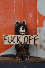 Load image into Gallery viewer, 13-Inch Chainsaw Carved Bear with Interchangeable 'F OFF' Sign