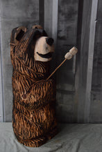 Load image into Gallery viewer, 2ft Customizable Standing Bear with Versatile Accessories – Chainsaw Carved Cedar Sculpture by Jess Alice