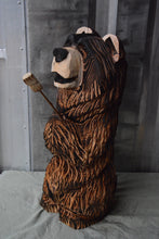 Load image into Gallery viewer, 2ft Customizable Standing Bear with Versatile Accessories – Chainsaw Carved Cedar Sculpture by Jess Alice