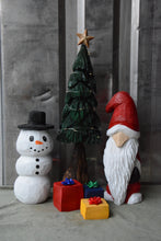Load image into Gallery viewer, 23" Christmas Tree Scene with Santa, Snowman, & Presents – Handcrafted Chainsaw Carved Holiday Decor