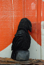Load image into Gallery viewer, 12-Inch Resting Raven Sculpture – Handcrafted Chainsaw Art for Spooky & Rustic Home Décor (Copy)