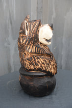 Load image into Gallery viewer, 14-Inch Chainsaw Carved Bear in Cauldron – Whimsical Halloween Wood Sculpture