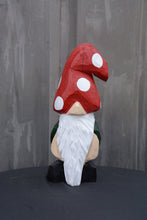 Load image into Gallery viewer, 15-Inch Hand-Painted Cedar Garden Gnome – Chainsaw Carved Sculpture for Indoor & Outdoor Decor