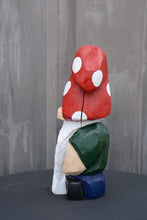 Load image into Gallery viewer, 15-Inch Hand-Painted Cedar Garden Gnome – Chainsaw Carved Sculpture for Indoor & Outdoor Decor