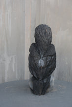 Load image into Gallery viewer, 13-Inch Resting Raven Sculpture – Handcrafted Chainsaw Art for Spooky & Rustic Home Décor