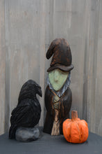 Load image into Gallery viewer, 13-Inch Resting Raven Sculpture – Handcrafted Chainsaw Art for Spooky & Rustic Home Décor