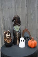 Load image into Gallery viewer, 11-Inch Chainsaw Carved Bear in Cauldron – Halloween Wood Sculpture