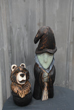 Load image into Gallery viewer, 11-Inch Chainsaw Carved Bear in Cauldron – Halloween Wood Sculpture