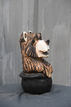 Load image into Gallery viewer, 11-Inch Chainsaw Carved Bear in Cauldron – Halloween Wood Sculpture