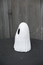 Load image into Gallery viewer, 7-Inch Handmade Ghost Chainsaw Carving – Unique Spooky Halloween Decor from Upcycled Cedar