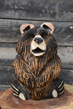 Load image into Gallery viewer, Standard 14.5" x10" Sitting Bear| Chainsaw-Carved Redwood Sculpture