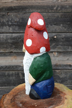 Load image into Gallery viewer, Garden Gnome Wood Sculpture | 20"x6" Chainsaw Carved and Hand-Painted