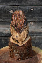 Load image into Gallery viewer, 13 Inch Redwood Owl Chainsaw-Carving | Rustic Wood Home Decor