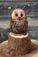 Load image into Gallery viewer, 13 Inch Redwood Owl Chainsaw-Carving | Rustic Wood Home Decor