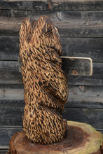 Load image into Gallery viewer, 24" x 8" Chainsaw Carved Sitting Sign Bear – "Happy Camper" Funny Sign | Additional Signs Sold Separately