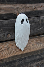 Load image into Gallery viewer, 11" x8" Chainsaw Carved Wall Hanging Ghost | Spooky Halloween Decor from Upcycled Cedar