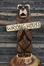 Load image into Gallery viewer, 33" x 10" Chainsaw Carved Sign Bear – "F-OFF" Funny Sign | Additional Signs Sold Separately