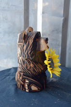 Load image into Gallery viewer, 10"x5" Mini Customizable Bear (Sunflower) – Chainsaw Carved Wood Sculpture
