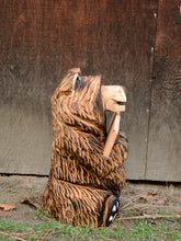 Load image into Gallery viewer, 19 inch "Welcome" Sign Bear Sculpture | Chainsaw Carved Wood Sculpture