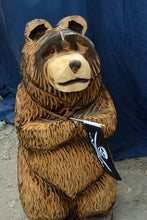 Load image into Gallery viewer, Versatile 3ft Chubby Chainsaw Carved Bear| Fishing Pole - Flag - Marshmallow Stick Holding | Chainsaw Artist Jess Alice