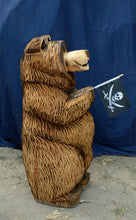 Load image into Gallery viewer, Versatile 3ft Chubby Chainsaw Carved Bear| Fishing Pole - Flag - Marshmallow Stick Holding | Chainsaw Artist Jess Alice
