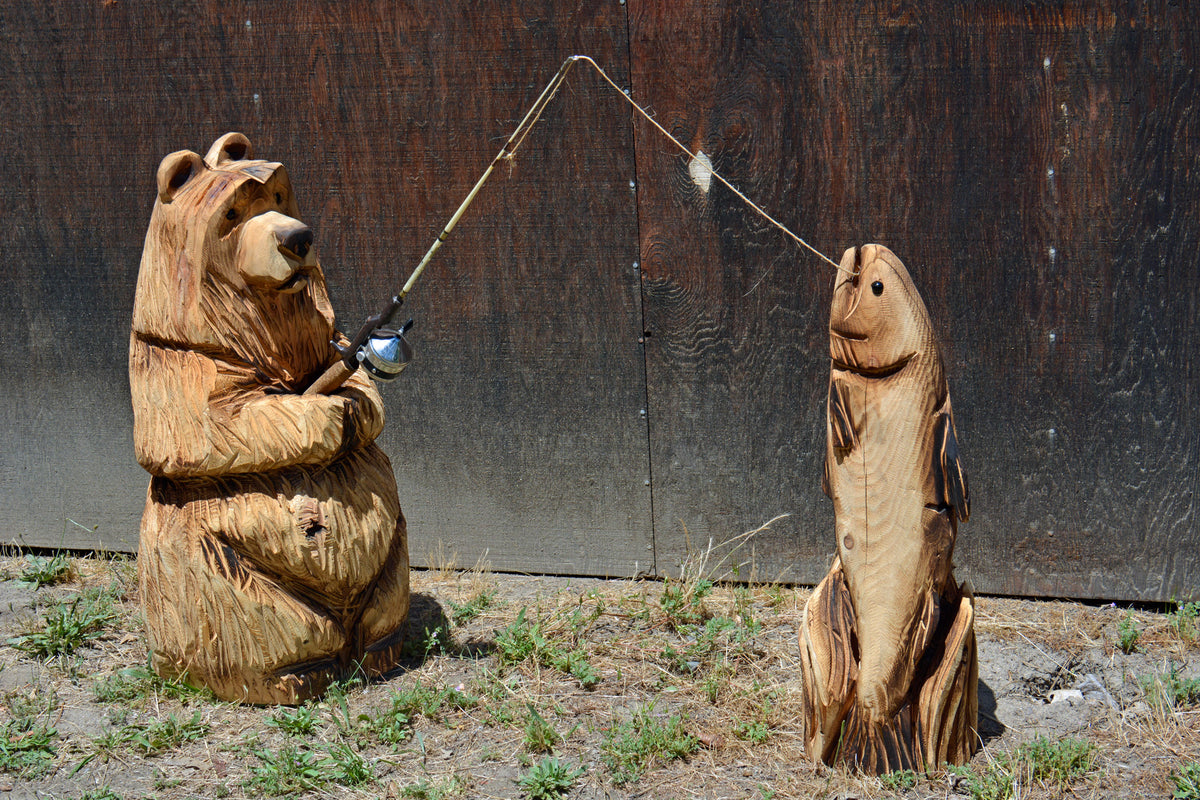 3ft Bear holding a Fishing Rod (Fish SOLD Separate) – Jess Alice