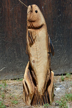 Load image into Gallery viewer, 2ft Jumping Fish Out of Water - Chainsaw Carved Wood Sculpture