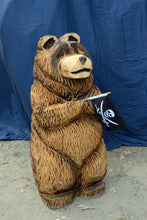 Load image into Gallery viewer, Versatile 3ft Chubby Chainsaw Carved Bear| Fishing Pole - Flag - Marshmallow Stick Holding | Chainsaw Artist Jess Alice