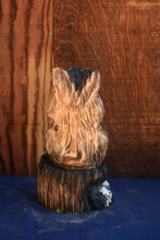 Load image into Gallery viewer, Chainsaw Carved 18" Raccoon With Sign "Go Away" | California Cedar Wood Sculpture | One-Of-A-Kind Original Artwork by Artist Jess Alice