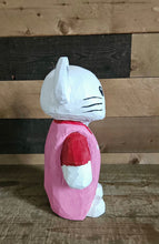 Load image into Gallery viewer, 15″ Hello Kitty–Inspired Chainsaw Carved Wood Sculpture – Hand Painted Redwood