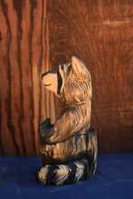 Load image into Gallery viewer, Chainsaw Carved 16" Raccoon With Sign Wood Sculpture | Raw California Cedar | One-Of-A-Kind Original Artwork | Artist & Carver Jess Alice