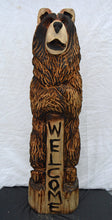 Load image into Gallery viewer, 34-Inch Cedar Bear on Stump with Welcome Post