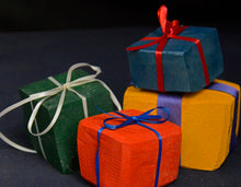 Load image into Gallery viewer, Chainsaw Carved Christmas Tree and Santa with Present Scene | Raw California Cedar Wood Sculptures | Original One-Of-A-Kind Artwork | Artist & Carver Jess Alice