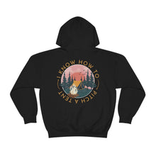 Load image into Gallery viewer, "I Know How To Pitch A Tent" Hoodie | Camping Adult Humor Sweater | Unisex Heavy Blend Hooded Sweatshirt - Jess Alice